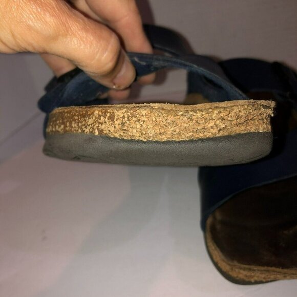 Birkenstock EU 40 Womens 9 Mens 7 Blue Double Straps Arizona Sandals Well Worn - Picture 3 of 11